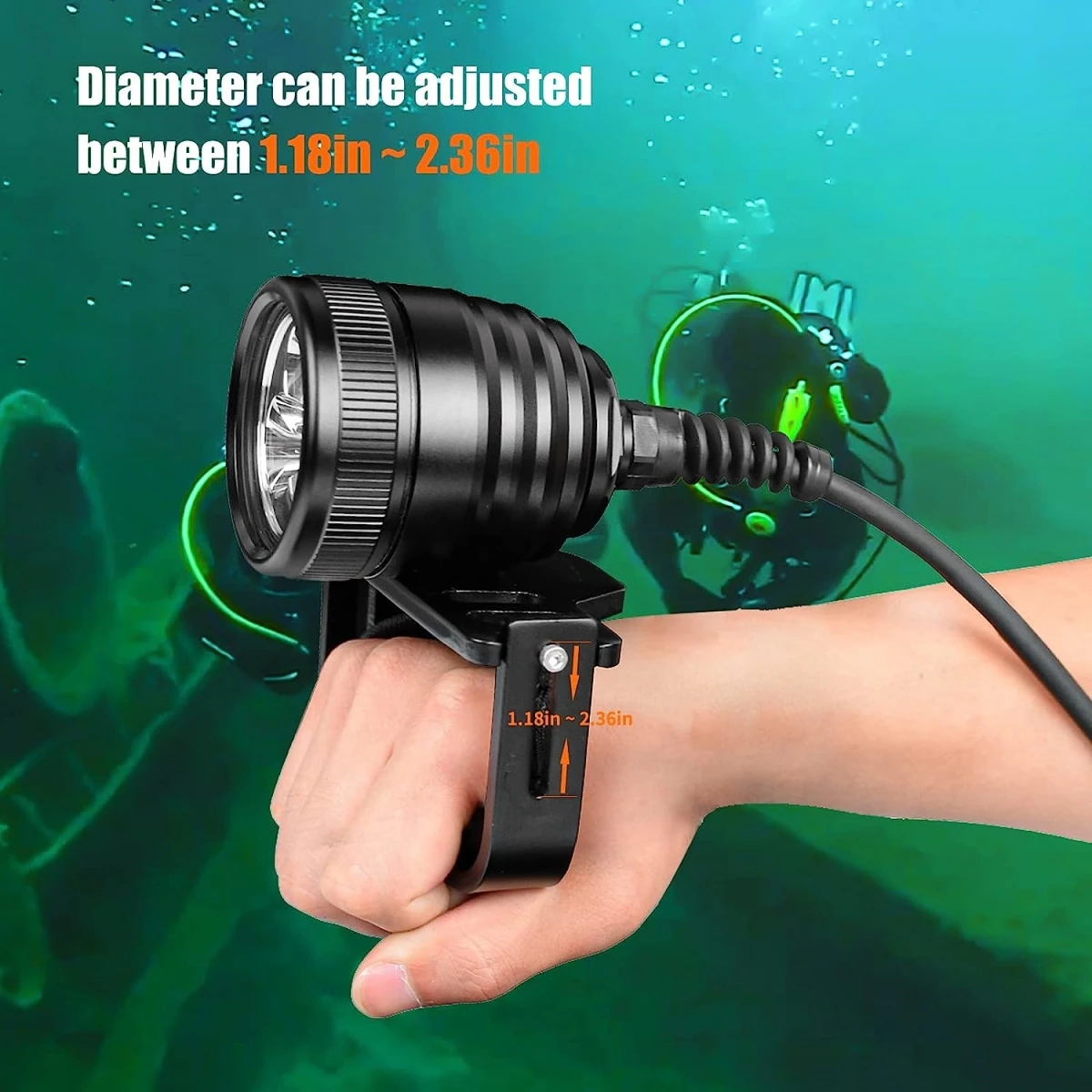 Odepro WD70 Professional Diving Flashlight Powerful Scuba Dive Torch Light Underwater Lantern Submersible Lamp for Diving  Torch