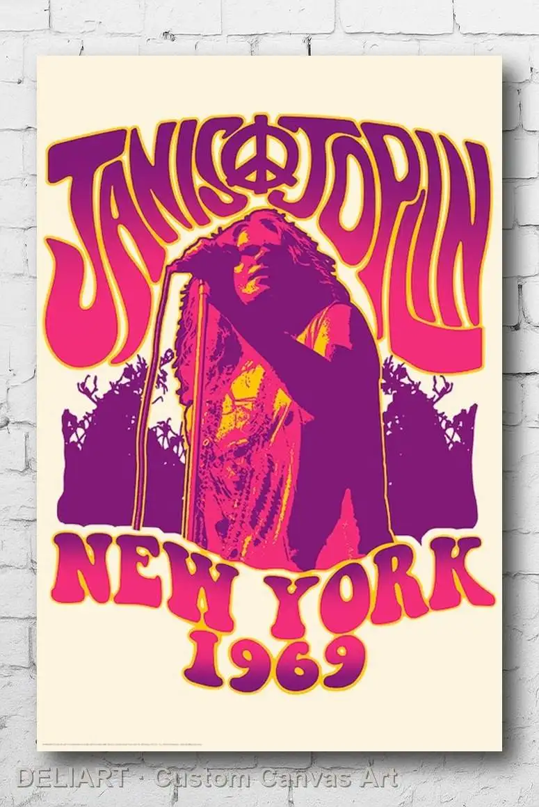 

JANIS JOPLIN - NEW YORK MUSIC Canvas Poster (1969) Custom Size Available Room Decoration Home Decor Wall Art