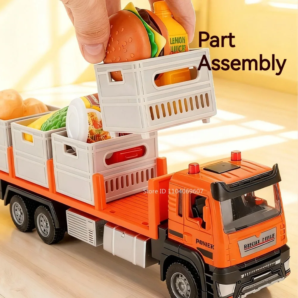 1:32 نماذج لعبة مركبة نقل الفواكه والخضروات المعدنية دييكاست حاوية الشاحنات لعبة الهندسة نموذج سيارة حلية للأولاد #5