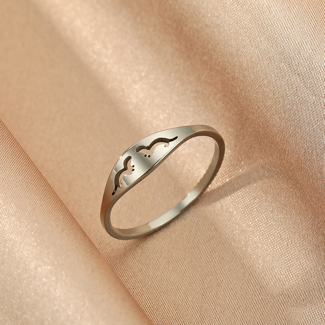 Kinitial Midi Thin Otter Ring Men Women Stainless Steel Jewelry Tiny Metal Vintage Finger Rings Bague