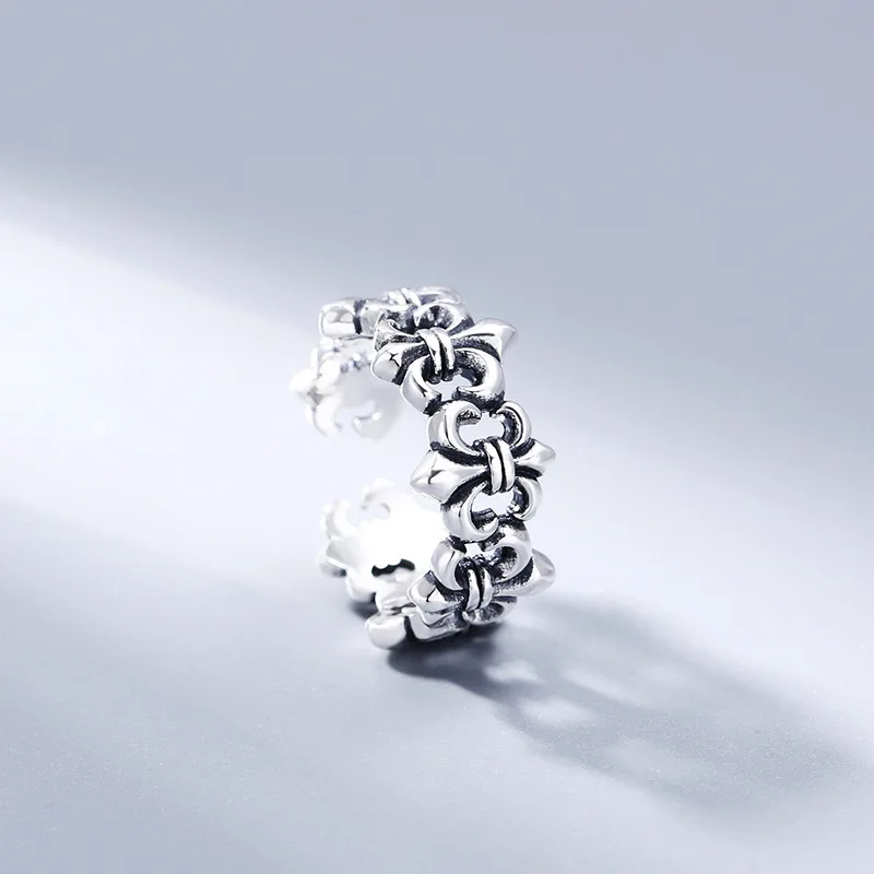Wholesale 925 sterling silver anchor ring for men and women live ring thai silver retro distressed personalized punk jewelry