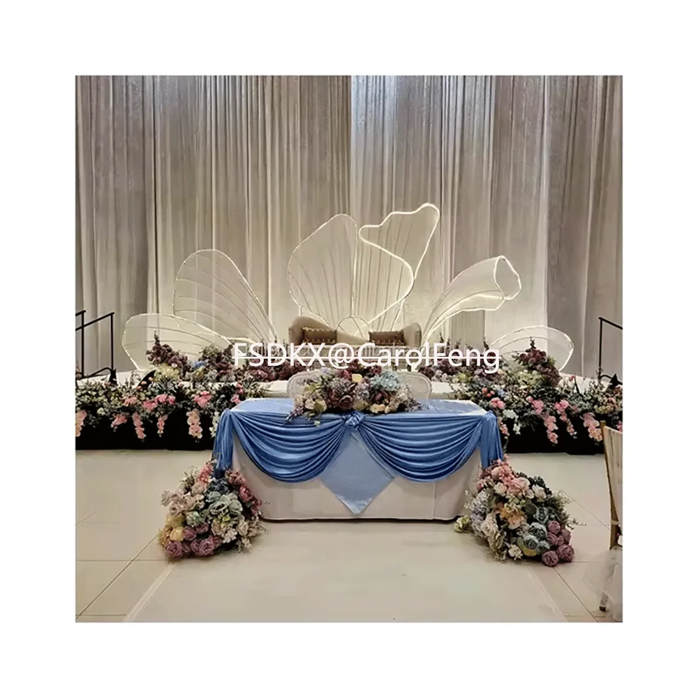 Wedding Gold Metal Wavy Background Backdrop Wall Frame Flower Stand For Wedding Events Decoration