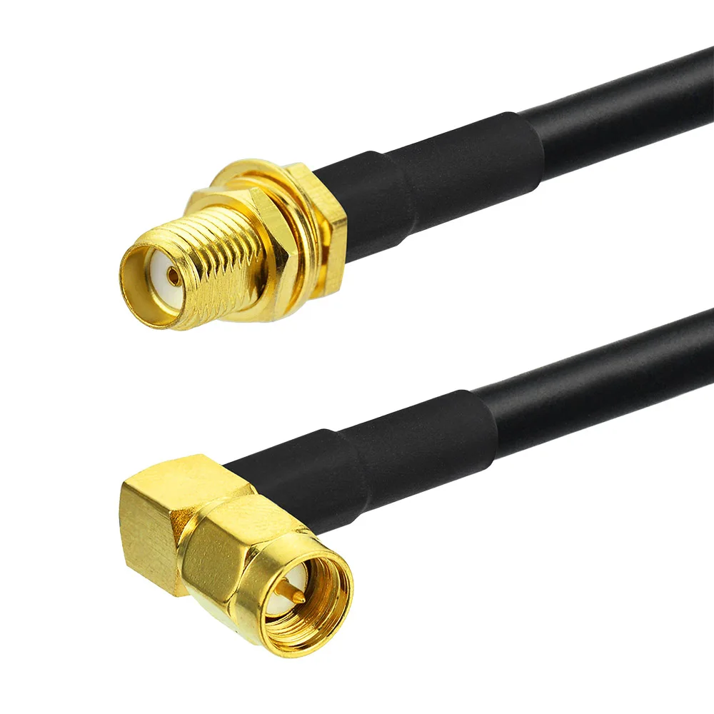 Superbat SMA Male Right Angle to Female Bulkhead RG58 Antenna Cable for Ham Radio Kenwood BaoFeng Yaesu Vertex Standard Horizon