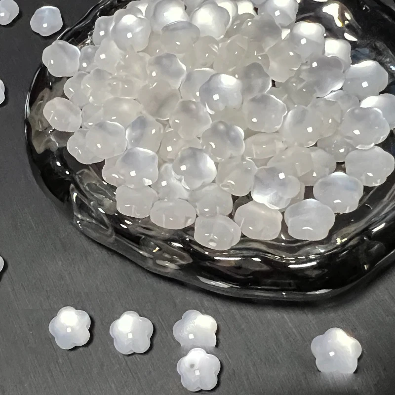 

50pcs/lot Ice-transparent Imitation White Jade Cat's Eye Resin Beads For Charms Bracelet Pendant