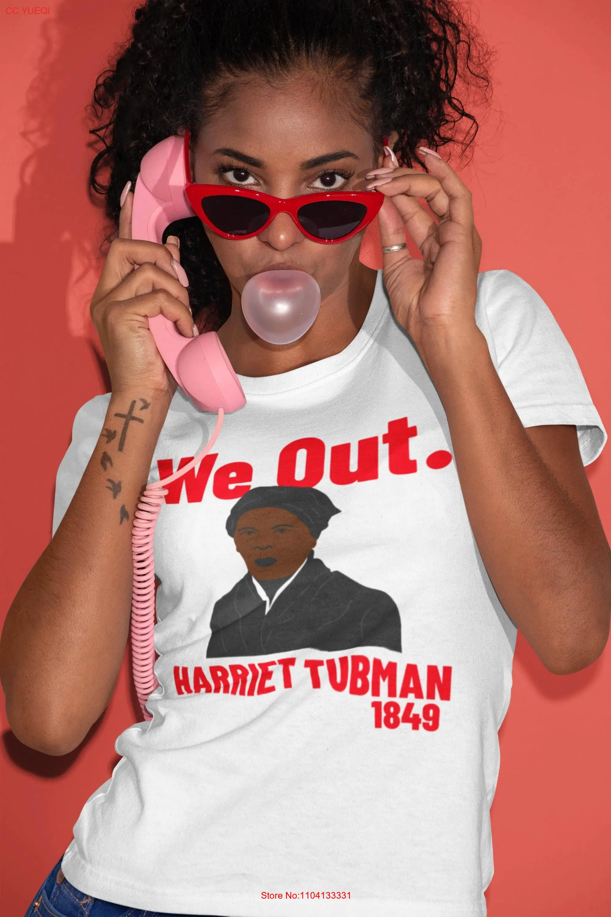 هارييت توبمان نحن نخرج تي شيرت أسود تاريخ الشهر الحقوق المدنية Juneteenth اقتباس تي بأكمام طويلة أو قصيرة