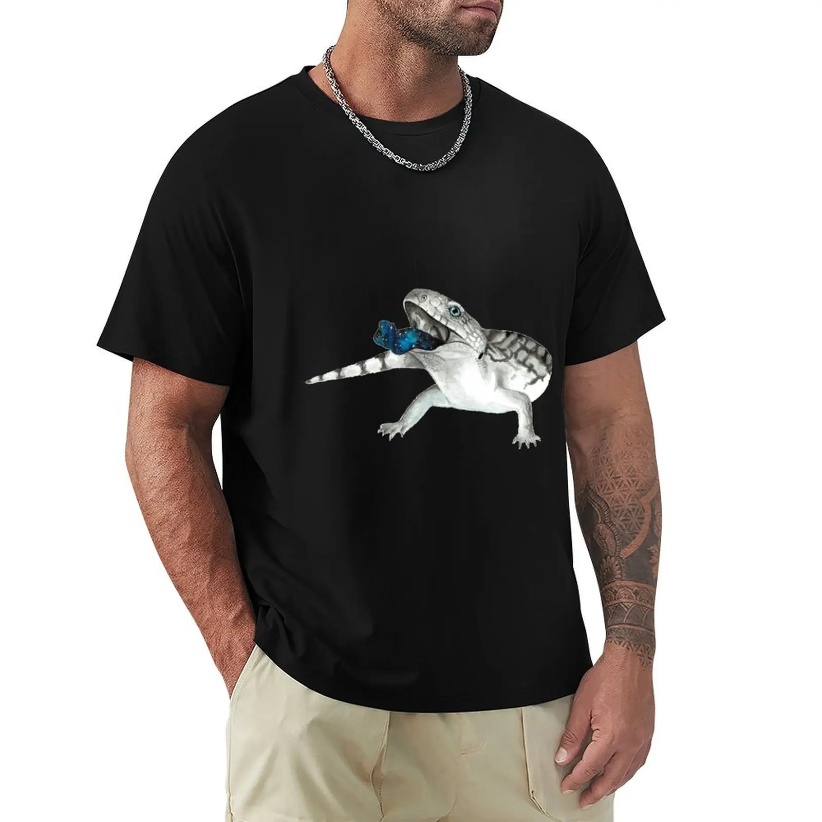 Cosmic Blue Tongued Lizard T-Shirt Basic Comfort Fit T-Shirt for Men