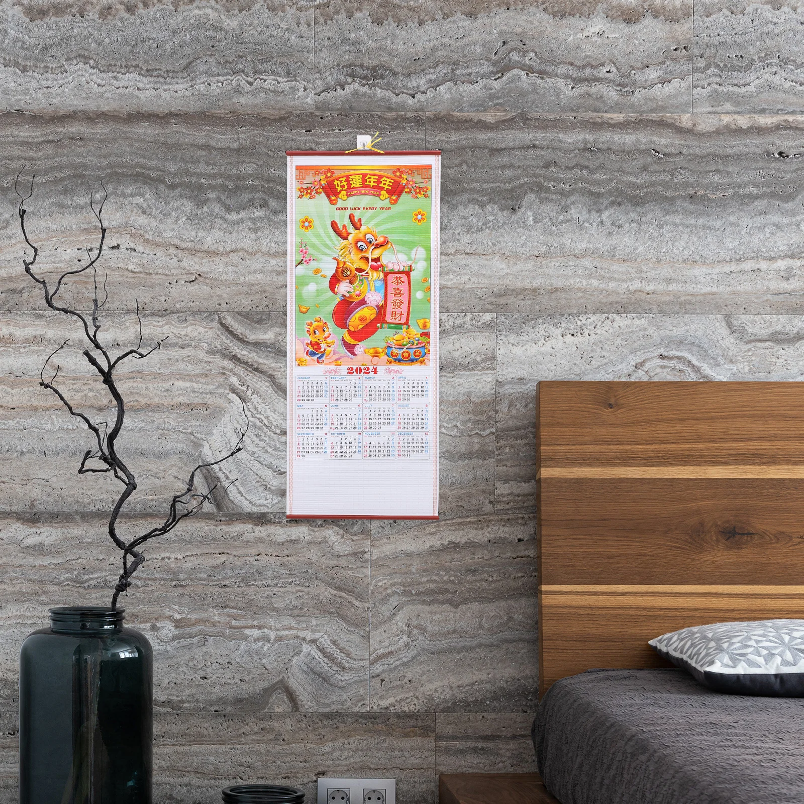 

2024 Traditional Hanging Clear Printed Wall Calendar Delicate Office Supplies Household Monthly Planner Chinese Style Thickened