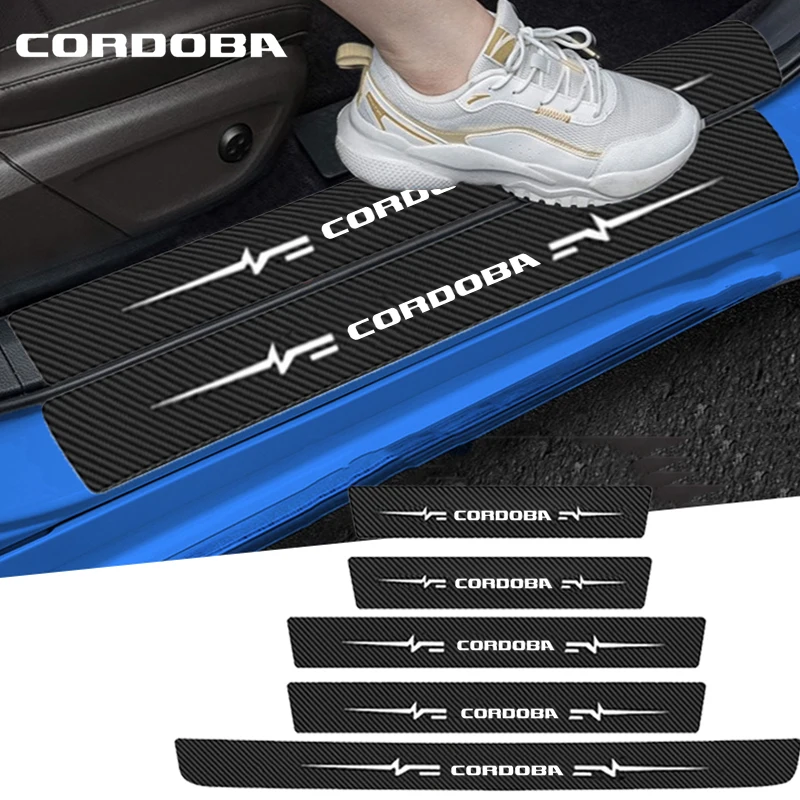 Carbon Fiber Sticker Car  Accessories Door Threshold Anti Scratch Decals For Cordoba Film Auto Rear Trunk Bumper Strips For Seat