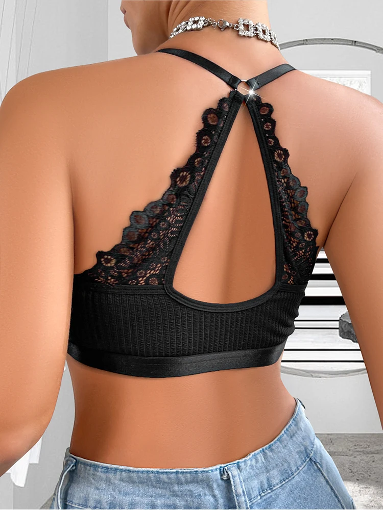 مثير حمالات الصدر مضلع عارية الذراعين حمالة الجوف خارج الصلبة النساء الملابس الداخلية تنفس بروتيل موضة جديدة أفضل بيع السيدات حمالات الصدر #5