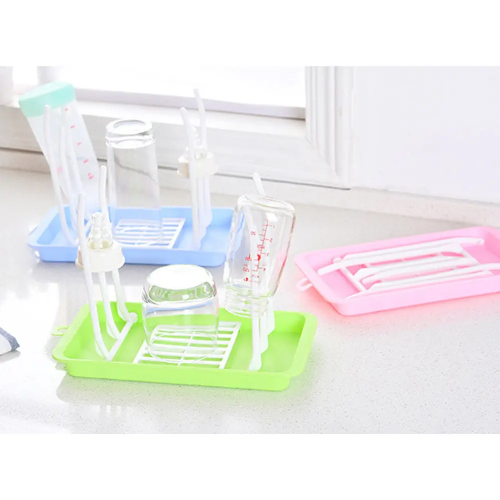

Baby Bottle Drying Rack Foldable Food Grade PP Vertical Space Saving Countertop Dryer for Nipples Sippy Cups Breast Pump