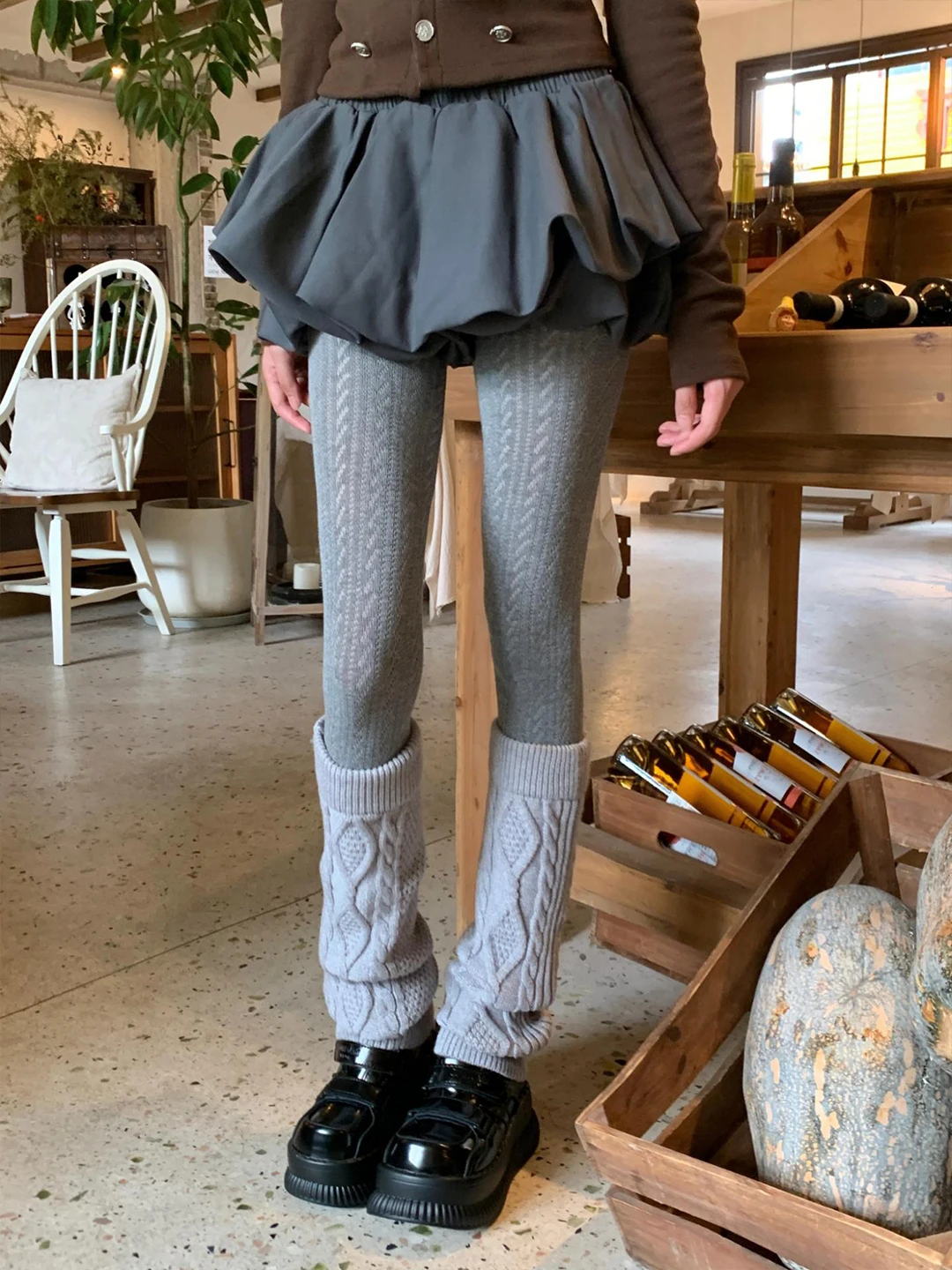 Women's Fleece Lined Leggings High Waist Pantyhose Autumn Winter Outerwear Warm Coffee Color Base Layer Pants Casual Style