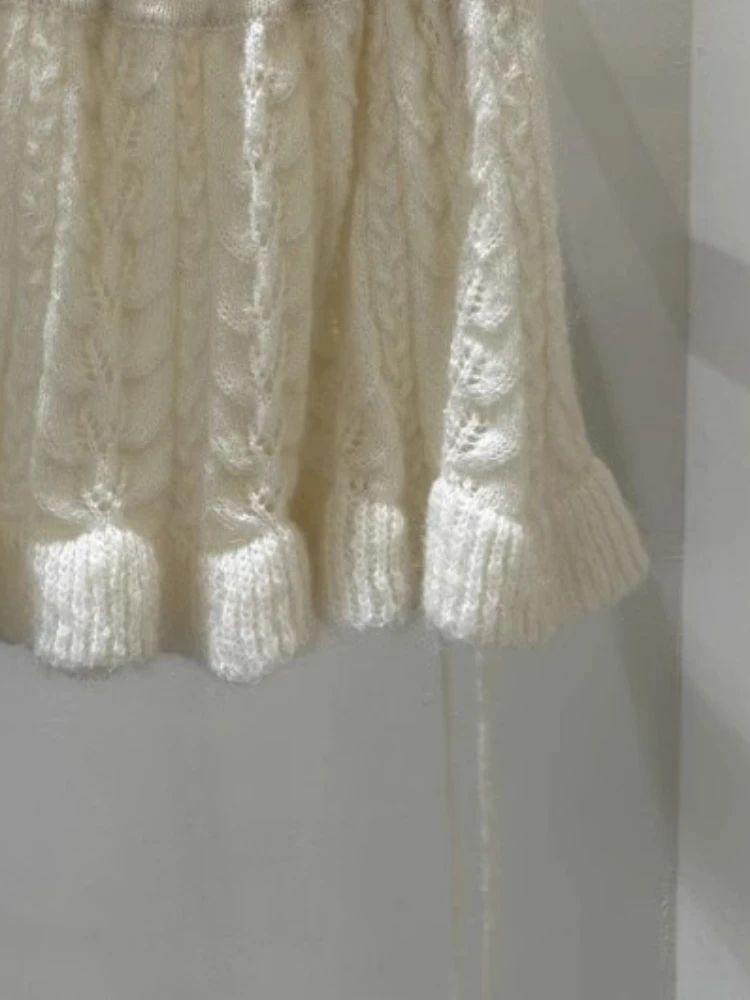 Knitte Scava Fuori Jupe Moda Gonne Dolci per Le Donne A Vita Alta A-line Inverno Saia 2025 Faldas Mujer De Moda Fasciatura Minigonna
