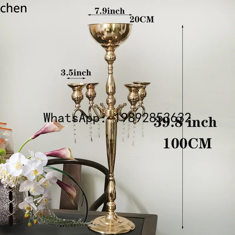 wedding props golden iron multi-arm candlestick home party floral decoration