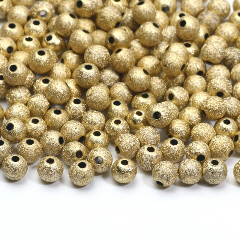 4/6/8/10mm Gold Color Stardust Acrylic Beads Shiny Acrylic Round Balls Spacer Beads For Jewelry Making DIY Handmade Accessories