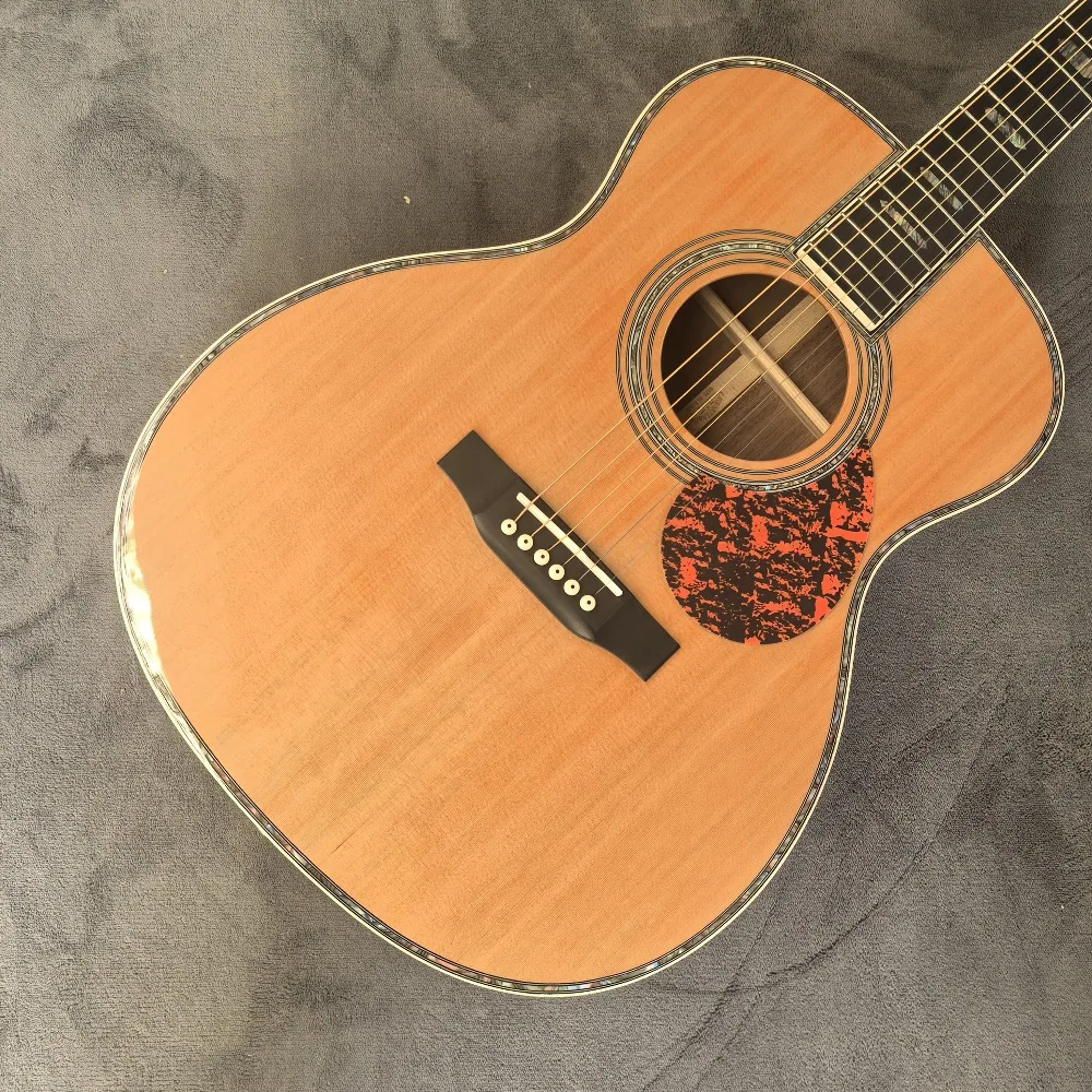 OM Series Red Pine Top Acoustic Guitar Ebony Fingerboard 6-String Golden Tuners view 3