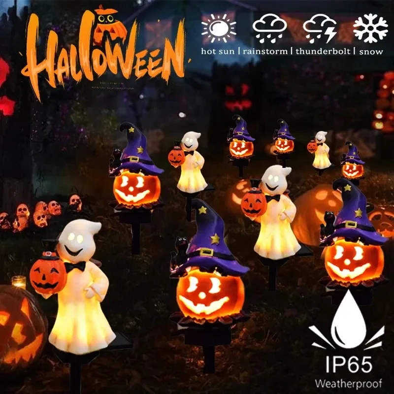 1PC Solar Halloween Pumpkin Garden Light Craft Outdoor Ground Stake Decor for Ghost Festival Party Atmosphere Spooky Ambience
