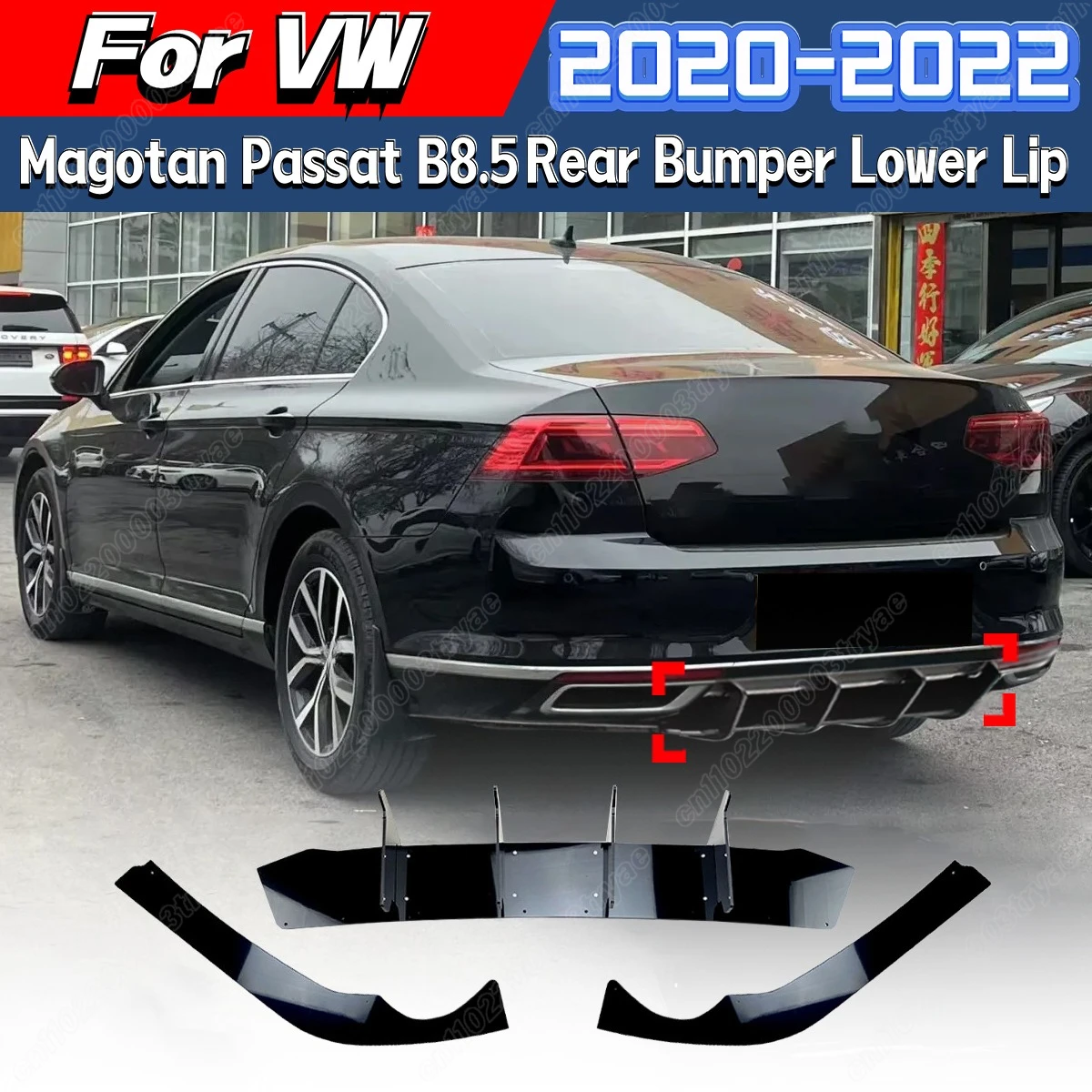 Para Volkswagen Magotan Passat B8.5 2020 2021 2022 alerón de parachoques trasero de automóvil difusor cubierta de protección de labio inferior Kit de carrocería