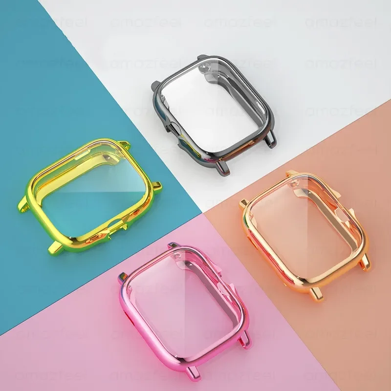 Cinta caso protetor para xiaomi amazfit gts 3 2 2e mini pulseira meatl pulseira para amazfit bip s u pro lite capa protetora