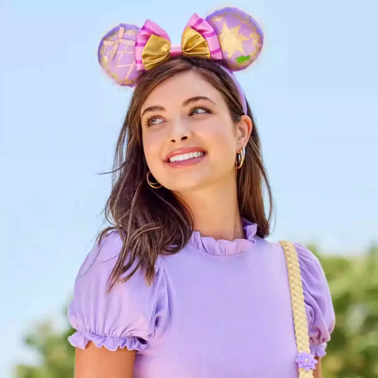 Disney Mickey Mouse Ears Headband 2025 Cinderella Rapunzel Princess Bow Minnie Ear Headwear for Adult Kids Holiday Hairband