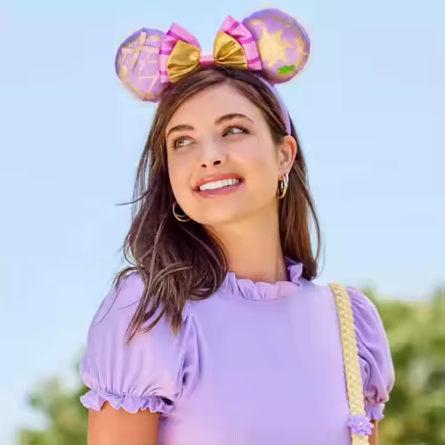 2026 Mickey Mouse Ears Headband 2025 Cinderella Rapunzel Princess Bow Minnie Ear Headwear for Adult Kids Holiday Hairband - Image 3