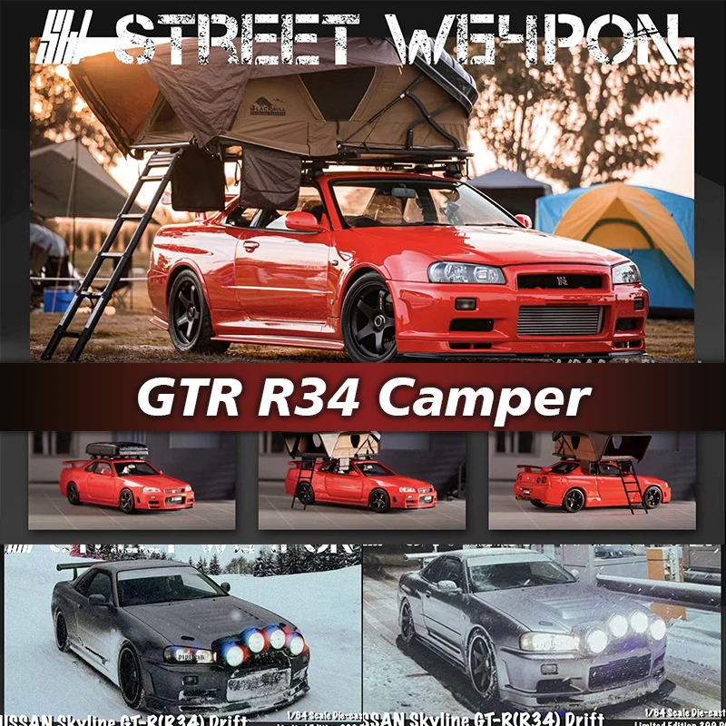 SW In Stock 1:64 Skyline GTR R34 Camper Accessories Drift Rally Lamp Diecast Diorama Car Model Toys Street Weapon