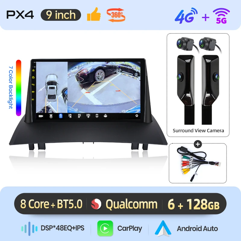 AWESAFE Draadloze CarPlay Android Auto Radio voor Renault Megane 2 2002-2009 GPS Navigatie Plug and Play RDS DSP CAN-BUS Retentie 2din