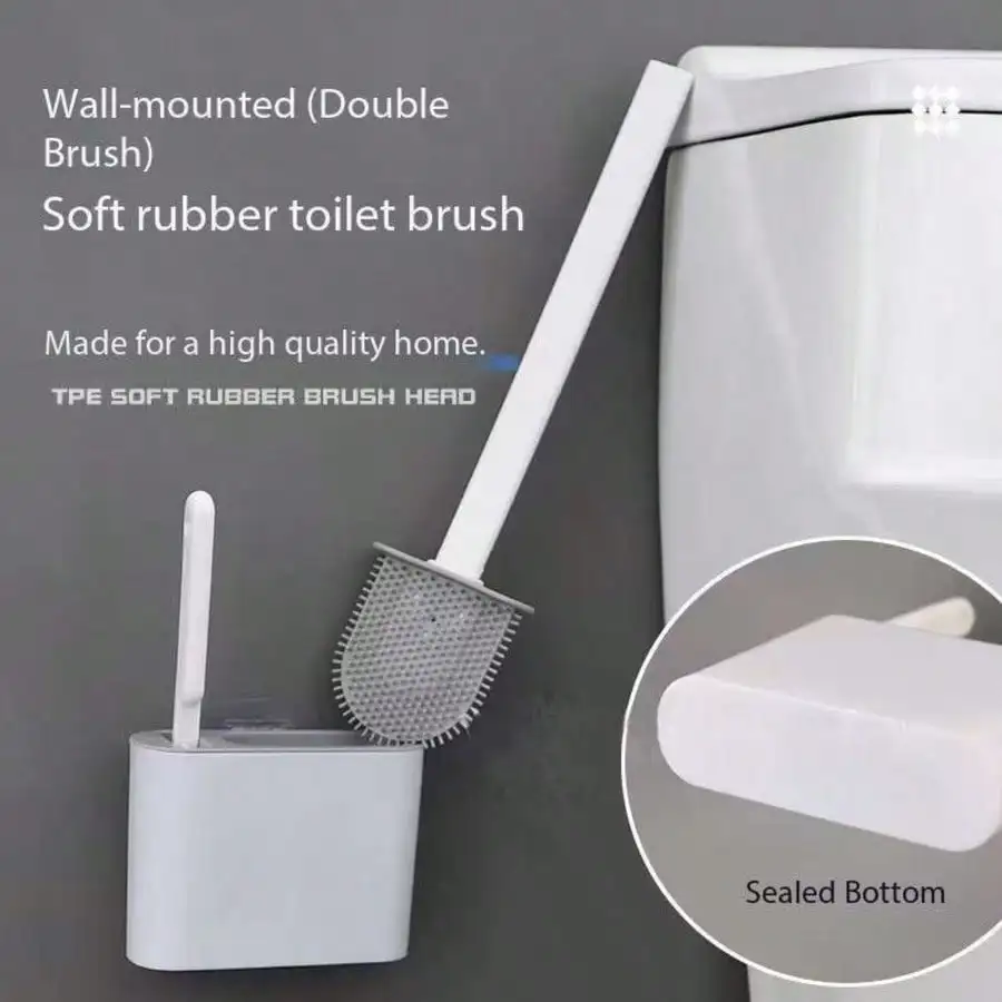 

Набор силиконовых щеток для унитаза с кронштейном — щетка для чистки ванной комнаты, очиститель зазоров, нескользящей ручкой и настенным кронштейном