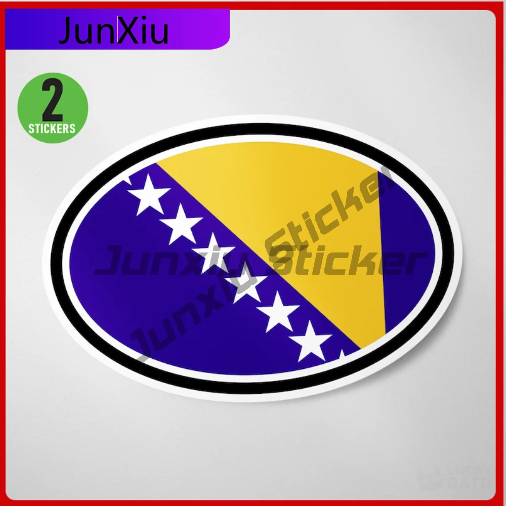 

2 Pack Bosnia Herzegoniva Oval Sticker Vinyl Decal High Quality Auto Accessories For Helmet Bumper Waterproof Decoration Auto