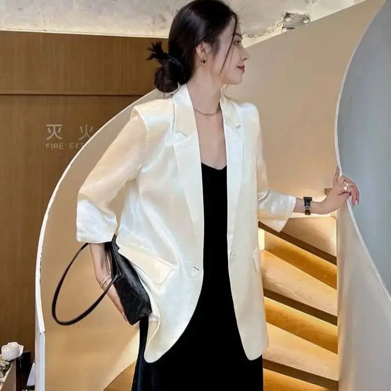 

Women"S Outerwear Overcoat Female Blazer Mujer Coarse Textile Texture Hot Selling Full Harajuku Gothic Y2K Punk E Girl Back