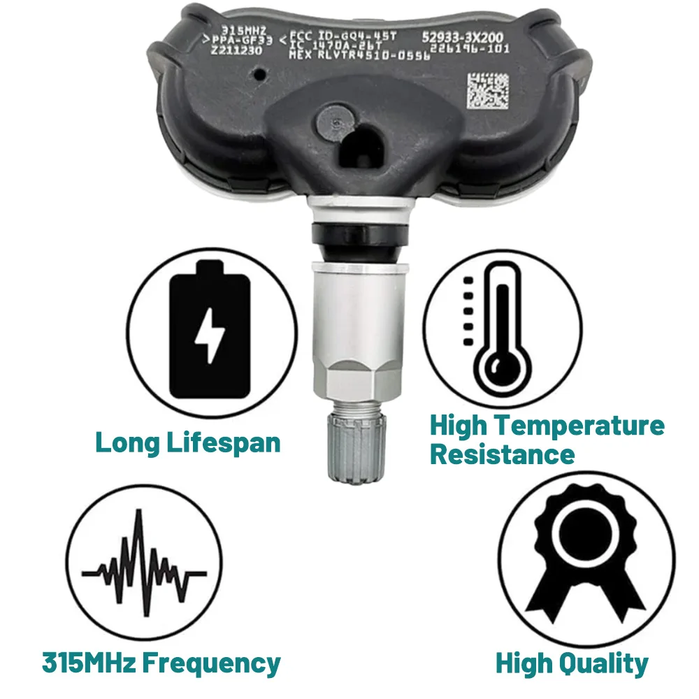 Tire Pressure Sensor 315MHz TPMS 52933-3X205 52933-3X200 For Hyundai Elantra Coupe Kia Rio Forte 52933-A7000 52933-3X205U 2