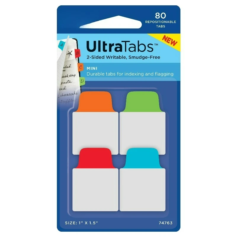 

Мини-закладки Ultra Tabs, 1" x 1.5", 80 мини-закладок, разные цвета