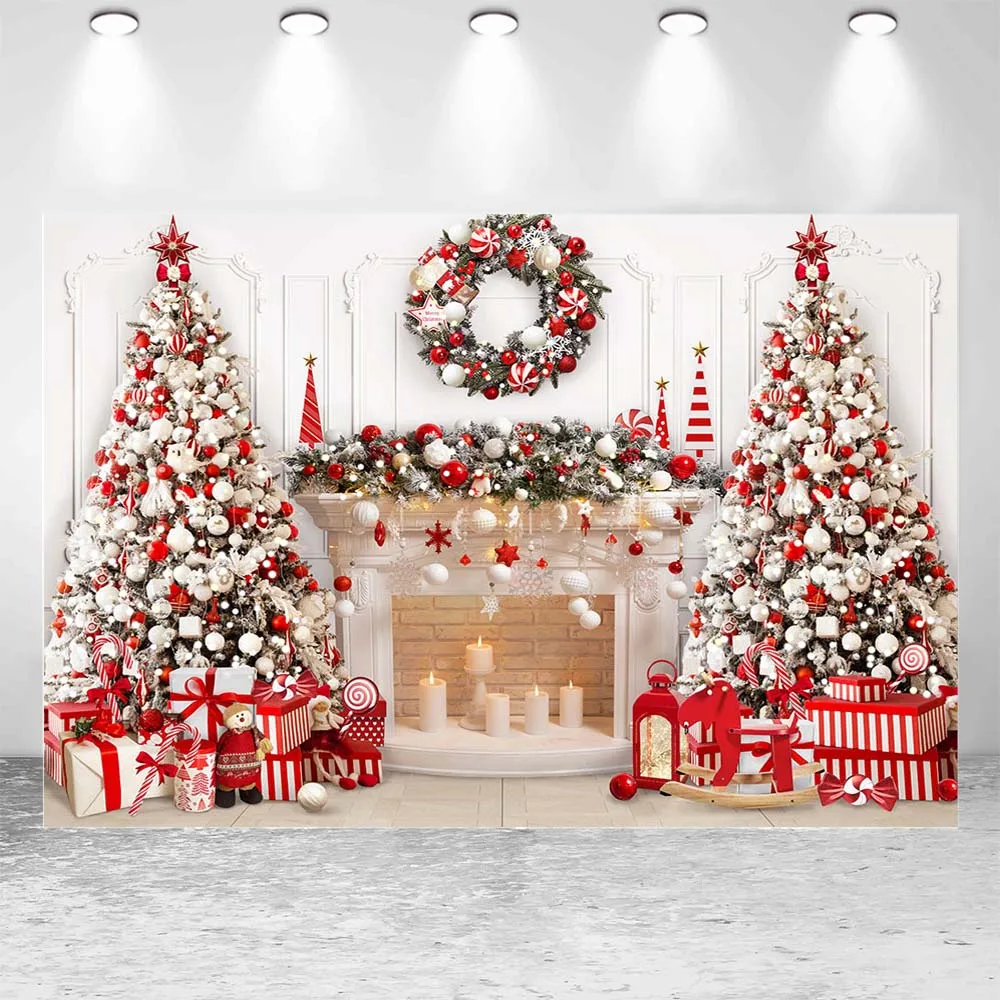 Mocsicka biała ściana boże narodzenie tło choinka kominek rekwizyty fotograficzne dla dzieci portret rodzinny zdjęcie na tle fotoksiążki