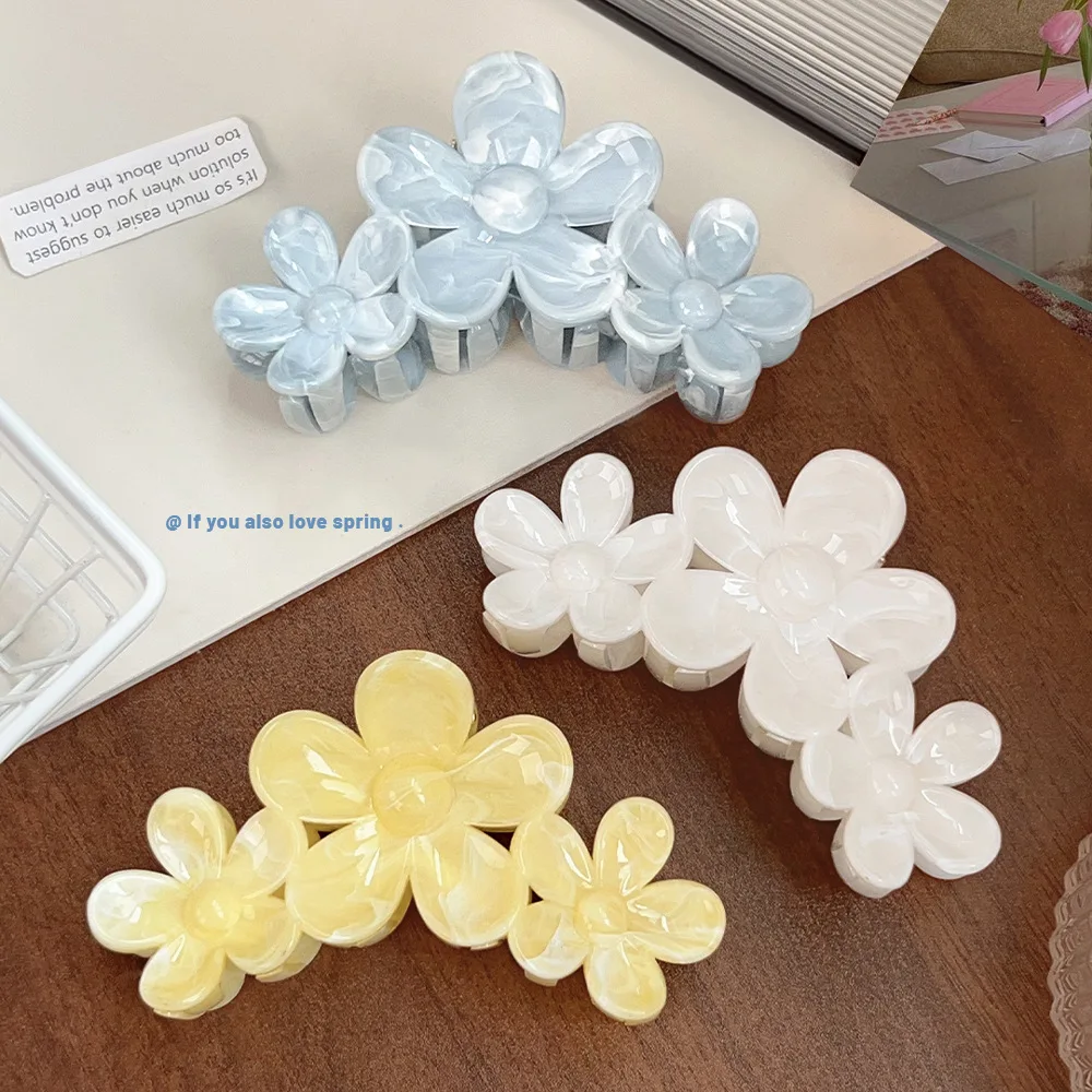 

New Light Colour Flowers Hair Claw Clips Egg Blossoms Claw Elegant Party Ponytail Fashion Hair Clip Hair Accessories for Women