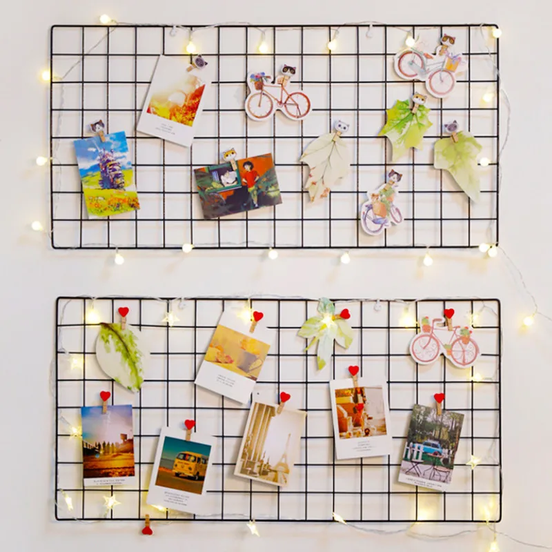 Eisen Nordic Hause Wand Halter Ins Dekoration Grid Decor Foto Rahmen Postkarte Diy Wand Kunst Display Lagerung Rack Regal Organizer Sw