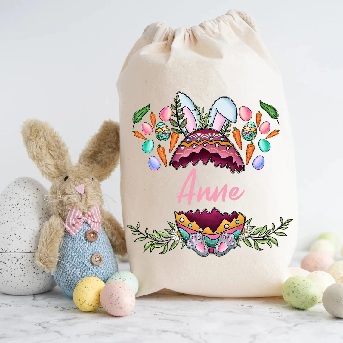 Personalised Easter Rabbit Egg Gift Bag for Kids Girls Boys Special Delivery Easter Gift Snack Egg Hunt Trail Basket Bucket Item