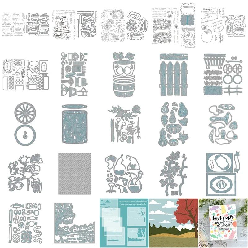 

Quails Dianthus Pumpkin Vase Blessing Clear Stamp Cutting Dies for New Autumn 2023 Scrapbooking Paper Making Frame Craft Card