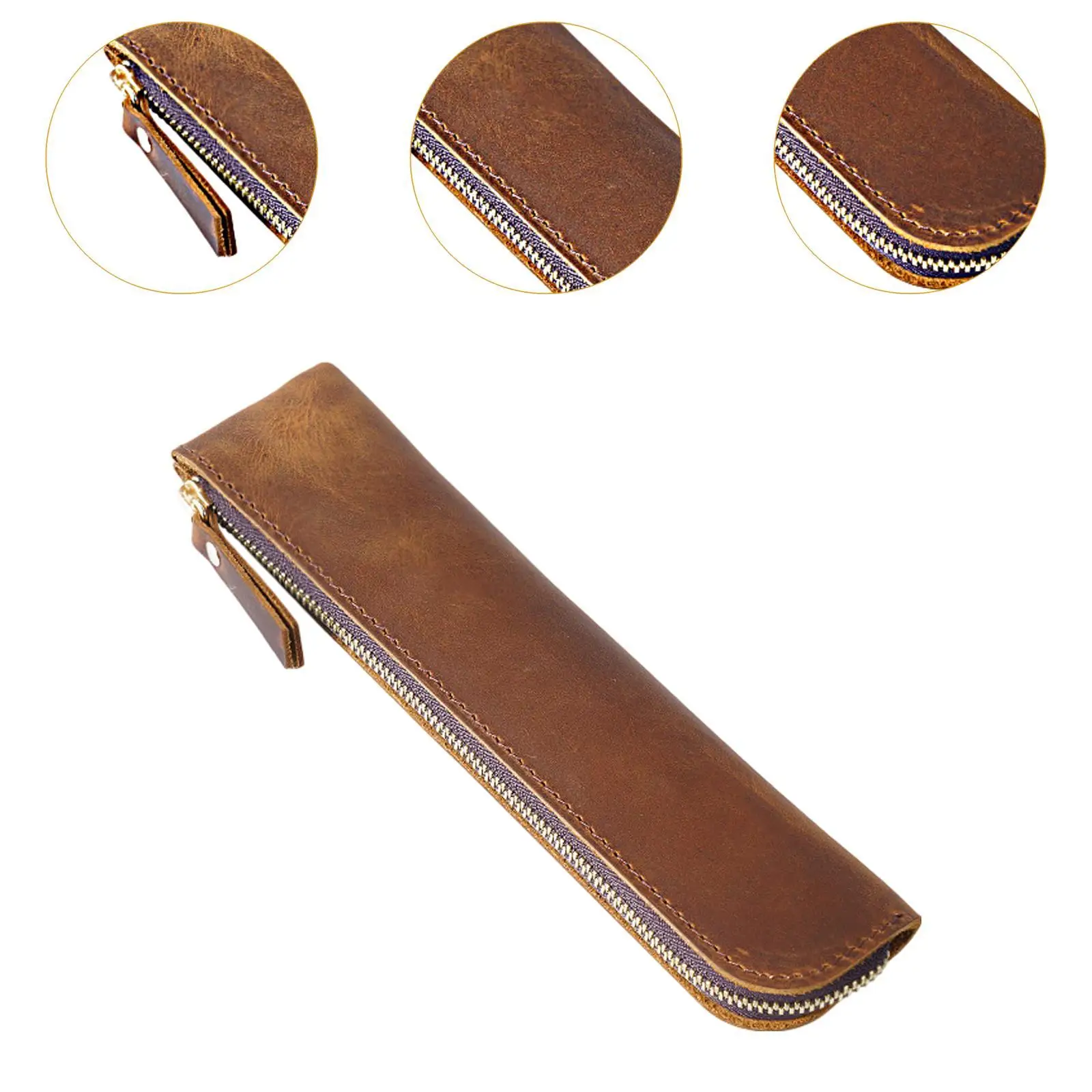 حقيبة حامل أقلام رصاص من جلد البولي يوريثان لهدايا عيد الميلاد، حقيبة مكياج مدمجة متعددة الوظائف وخفيفة الوزن مقاس 7.8 × 1.7 بوصة