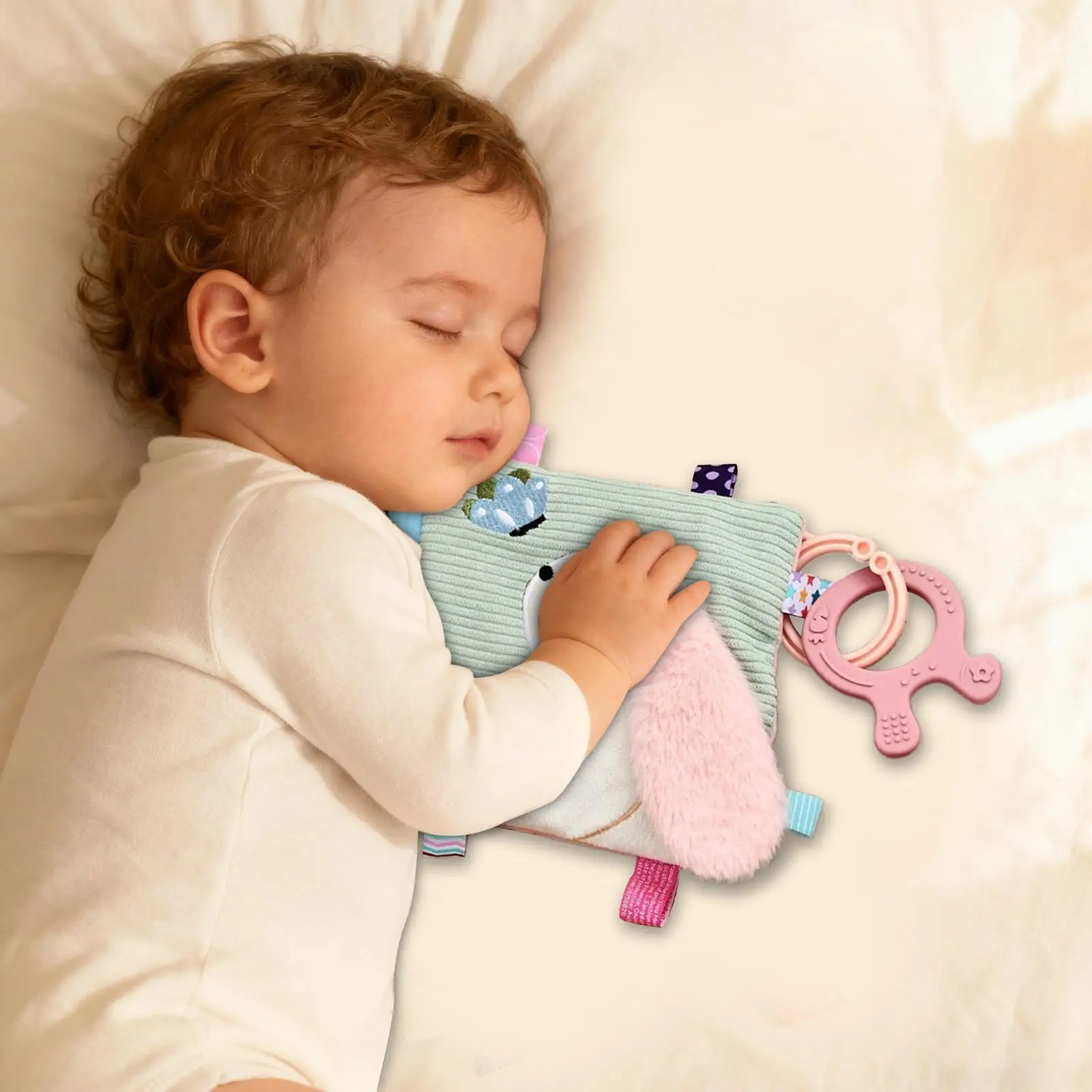 Kids Comfort Blanket Soothing Breathable Gentle Towel With Hook Soft Rabbit Security Blanket For Girl Car Seat Bed Travel Home