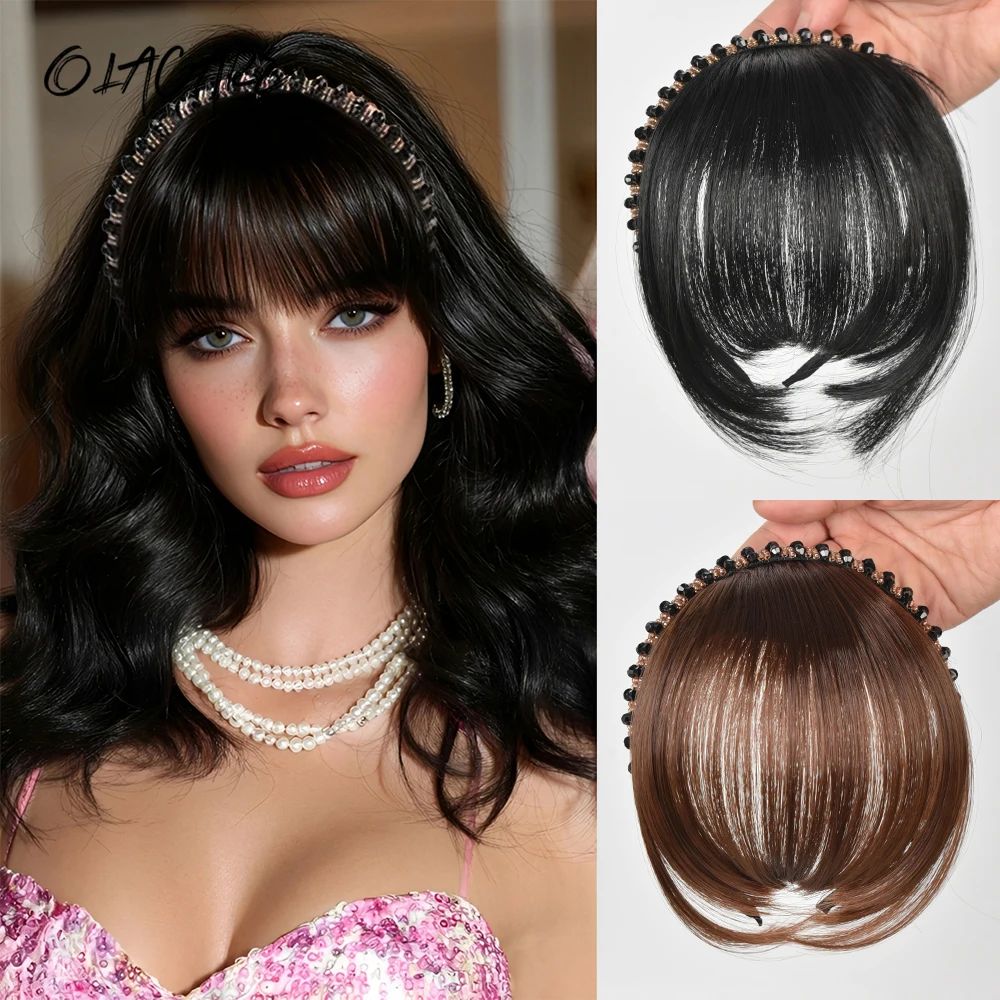 OLACARE Synthetic Wig Fishbone Wide Twist Hairbands Handmade Head Hoop Hair Bands Styling Headwear Braided Headbands for Women