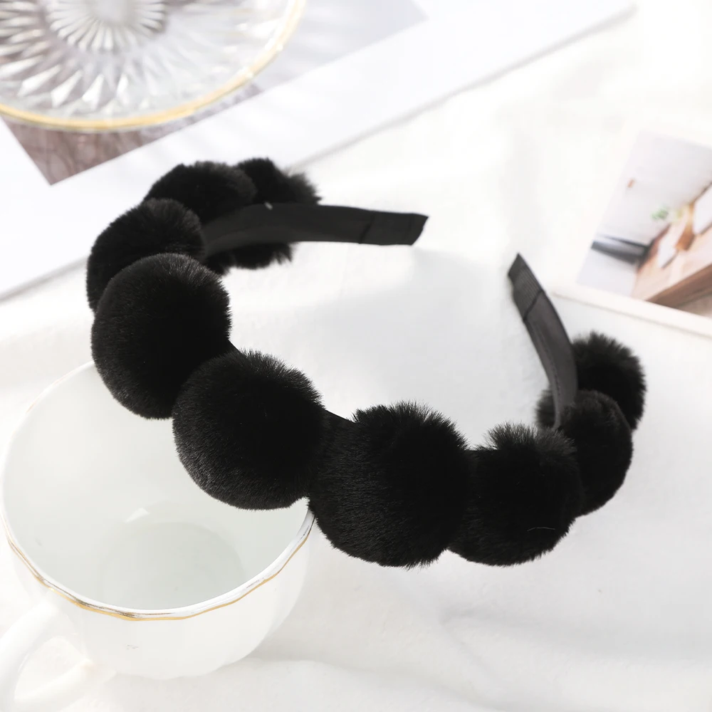 Haimeikang Wool Hairball Hair Hoops Autumn Winter Fashion Bezel Headbands Hair Band Cotton Warm Hair Accessories Headwear