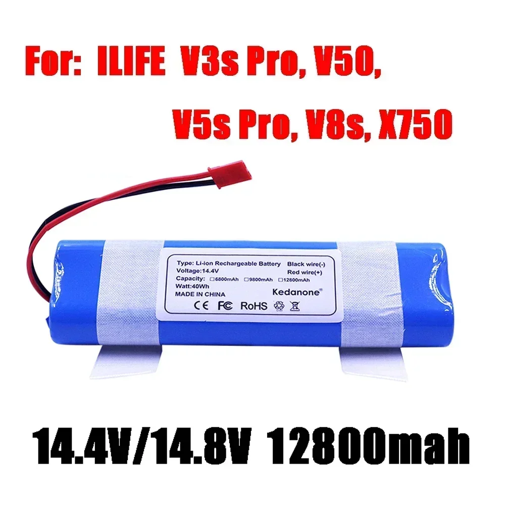 Genuine 14.8V 12800mAh 18650 Lithium Battery For ILIFE V3s Pro, V50, V5s Pro, V8s, X750 Robot Vacuum Cleaner Battery