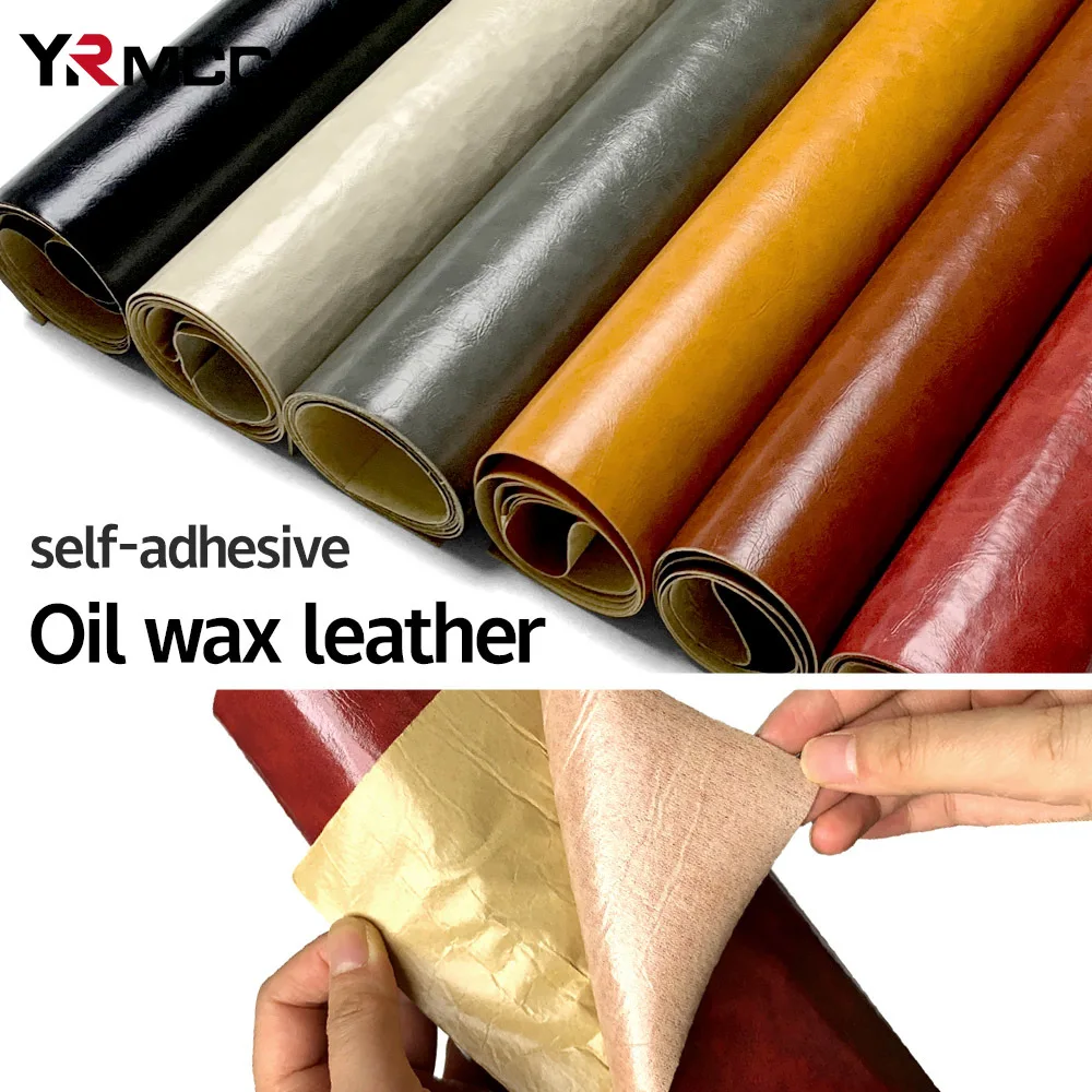 Oil Leather Film Waterproof Self Adhesive PU Leather DIY Car Seat Renovation Repair Stickers Film for Car Sofa Leather Furniture