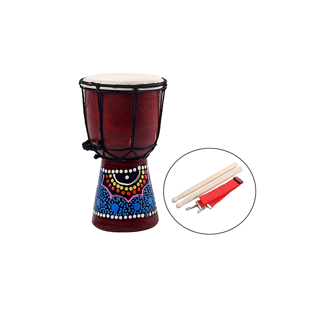 

4 Inch Professional African Djembe Drum Wood Goat Skin Good Sound Traditional Musical Instrument