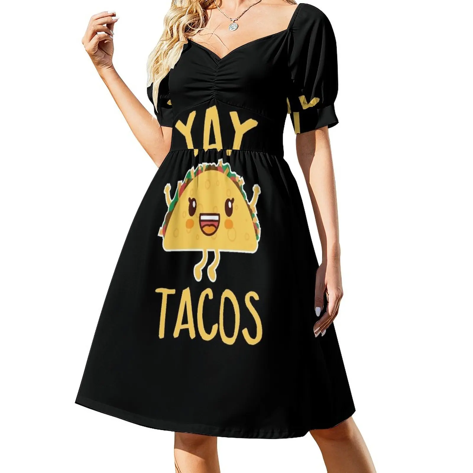 YAY Tacos Happy Cute Funny Taco Sleeveless Dress cocktail dresses prom clothes