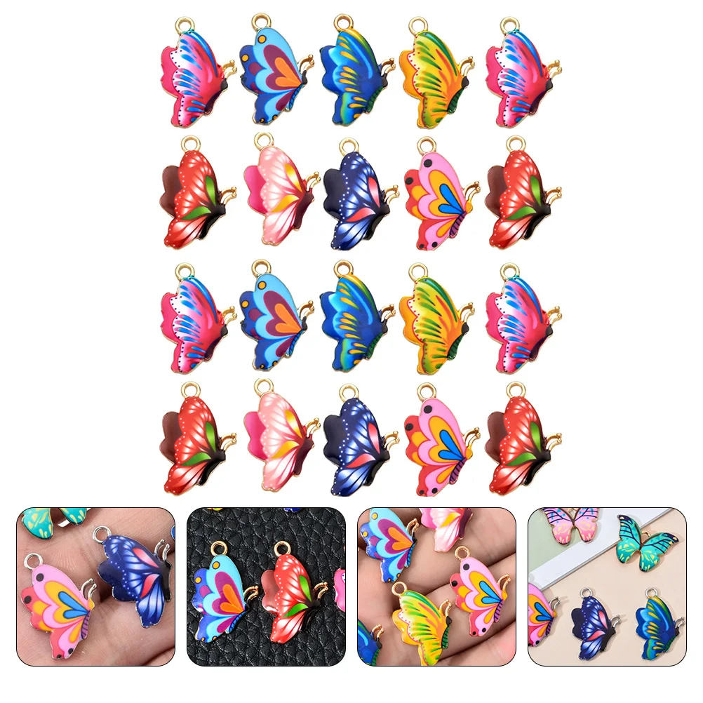 

20 Pcs Butterfly Pendant Ornaments Butterflies Charms DIY Jewelry Craft Necklace Making Bulk