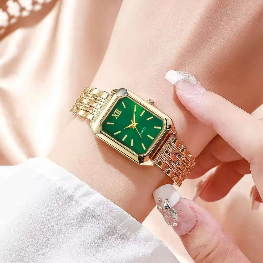 

Slim Strap Rhinestone Quartz Watch Square Dial Small Dial Women Quartz Watch Pull Adjustable Leaf Design Rhinestone Watch
