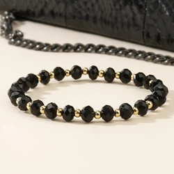 1pc Women's Fashion Bracelet Bohemian Style Black Crystal Copper Bead Bracelet for Daily Versatile Gifts