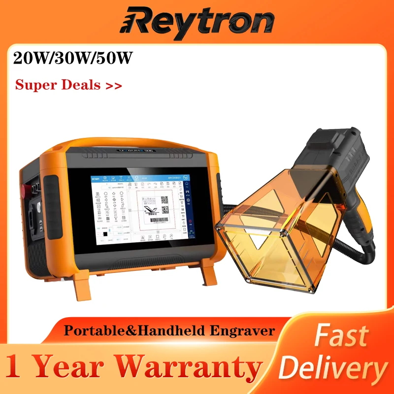 

Portable Fiber Laser Marker with Adjustable Stand, 20W/30W/50W for Metal & Painted Wood LOGO Engraving