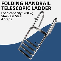 High Quality 4 Step Stainless Steel Concealed Folding Telescopic Ladder Handrail Hanging Ladder for Marine Speedboat Yacht
