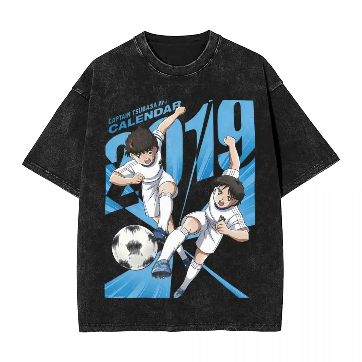 

Captain Football Boy Tsubasa woman Men Cotton Washed Hot stamping Print T-Shirt, Harajuku Tshirt Men's Summer Short Sleeve Tees